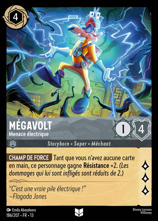 186/207 - Mégavolt - Menace électrique — Carte Disney Lorcana Invasion Epineuse! 186/207