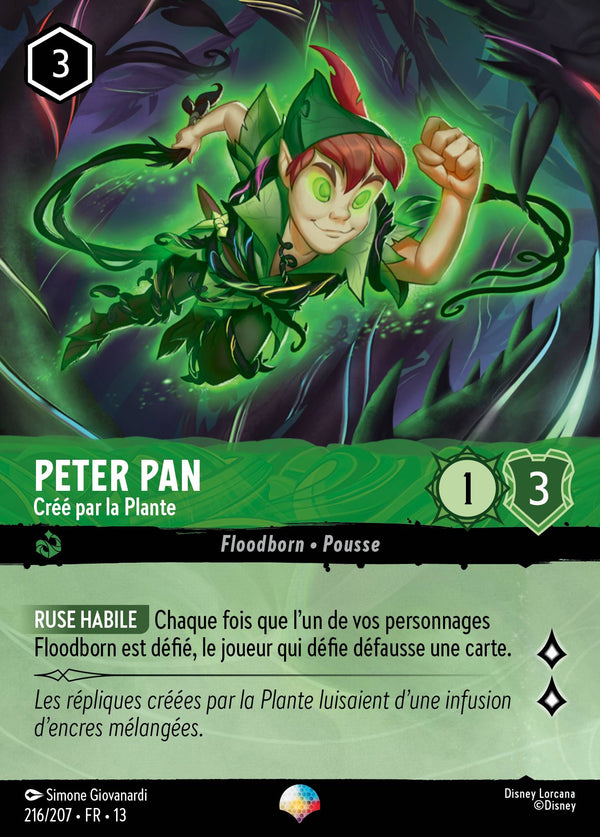 216/207 - Peter Pan - Créé par la Plante — Carte Disney Lorcana Invasion Epineuse! 216/207