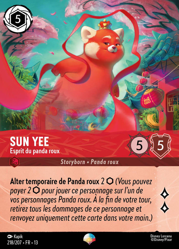 218/207 - Sun Yee - Esprit du panda roux — Carte Disney Lorcana Invasion Epineuse! 218/207