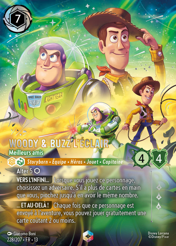 228/207 - Woody & Buzz l'Éclair - Meilleurs amis — Carte Disney Lorcana Invasion Epineuse! 228/207