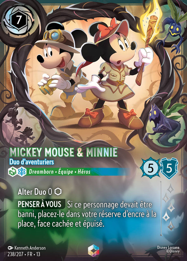 238/207 - Mickey Mouse & Minnie - Duo d'aventuriers — Carte Disney Lorcana Invasion Epineuse! 238/207