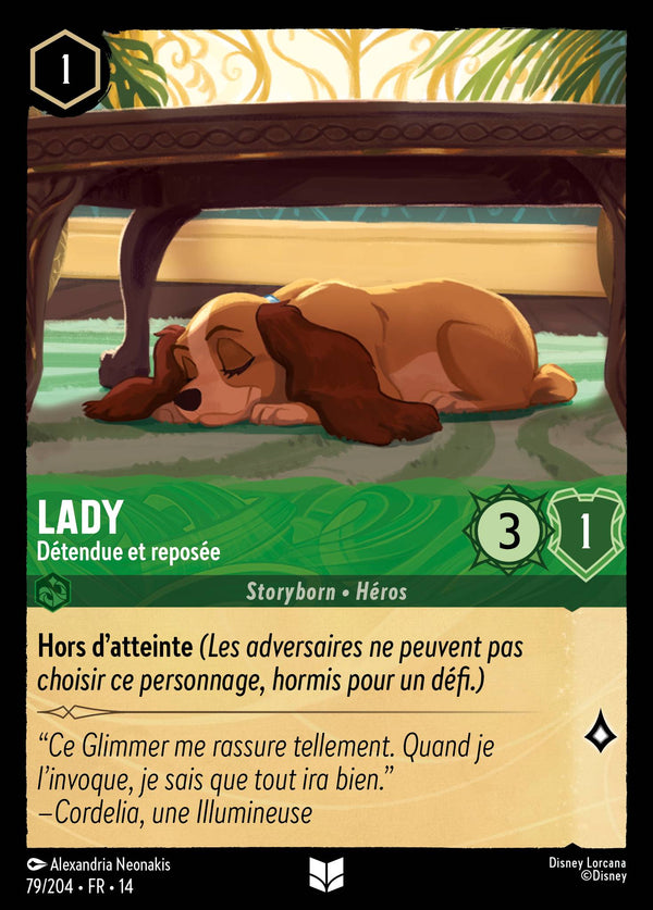 Lady - Détendue et reposée - Carte Disney Lorcana 79 Hyperia City