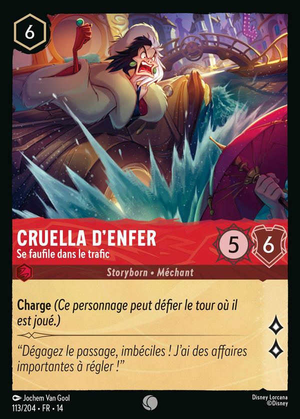 Cruella d'Enfer - Se faufile dans le trafic - Carte Disney Lorcana 113 Hyperia City