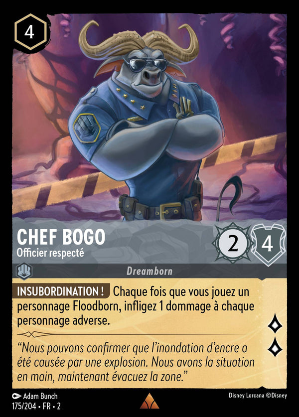 175/204 - Chef Bogo - Officier respecté — Carte Disney Lorcana L'Ascension des Floodborn 175/204