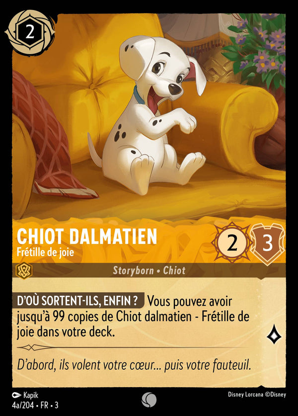 004/204 - Chiot dalmatien - Frétille de joie — Carte Disney Lorcana Les Terres d'Encres 4a/204