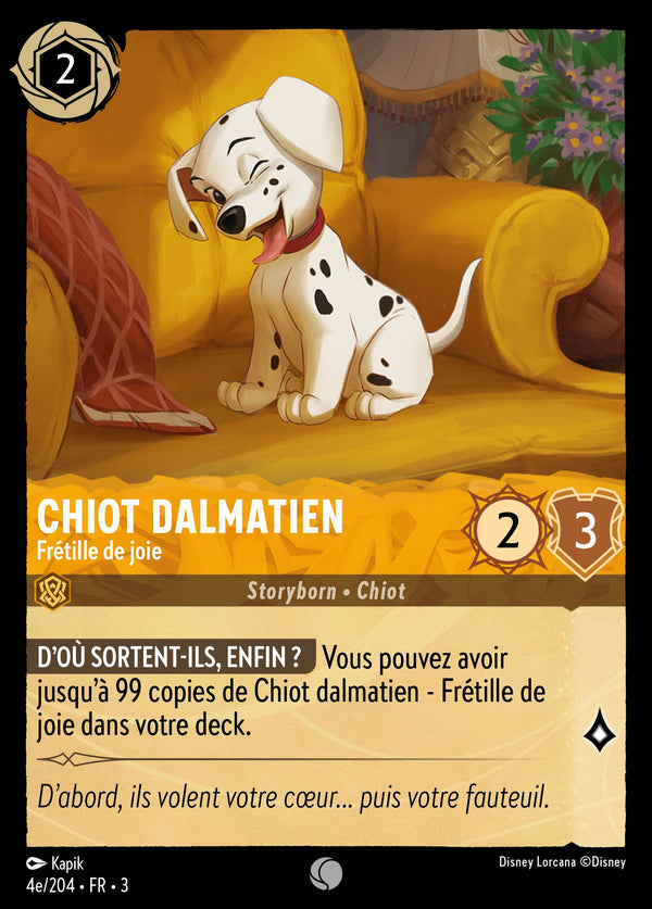 004e/204 - Chiot dalmatien - Frétille de joie — Carte Disney Lorcana Les Terres d'Encres 4e/204