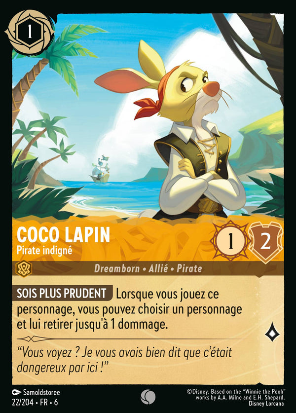 Coco Lapin - Pirate indigné — Carte Disney Lorcana 22 La Mer Azurite