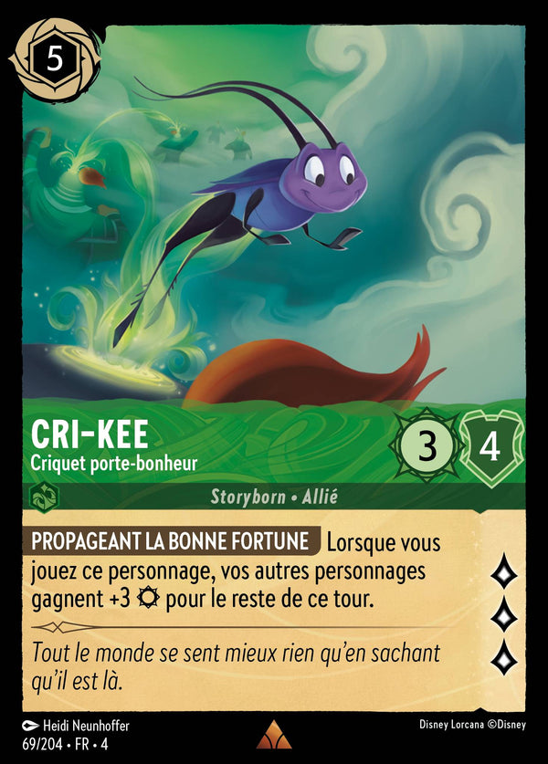 069/204 - Cri-Kee - Criquet porte-bonheur — Carte Disney Lorcana Le Retour d'Ursula 69/204