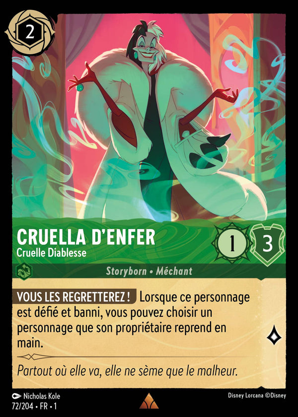Cruella d'Enfer - Cruelle Diablesse — Carte Disney Lorcana 72 Premier Chapitre