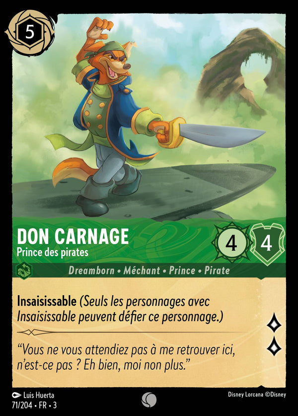 071/204 - Don Carnage - Prince des pirates — Carte Disney Lorcana Les Terres d'Encres 71/204