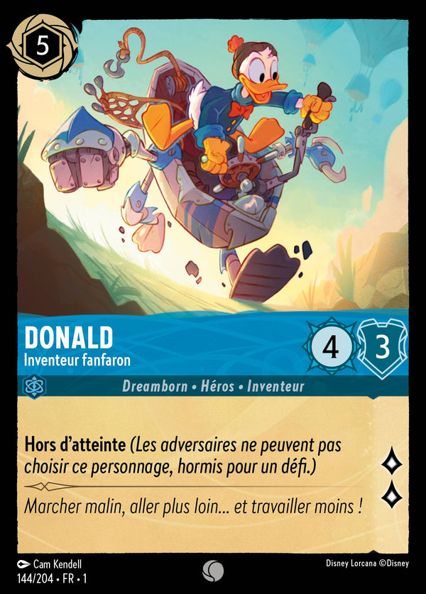 144/204 - Donald - Inventeur fanfaron — Carte Disney Lorcana Premier Chapitre 144/204