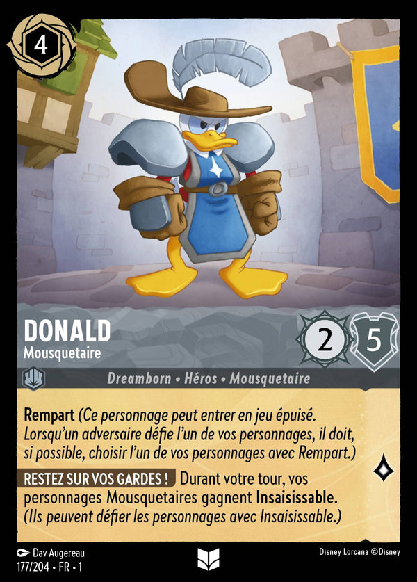 177/204 - Donald - Mousquetaire — Carte Disney Lorcana Premier Chapitre 177/204