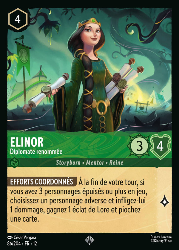086/204 - Elinor - Diplomate renommée — Carte Disney Lorcana Contrées Inconnues 86/204