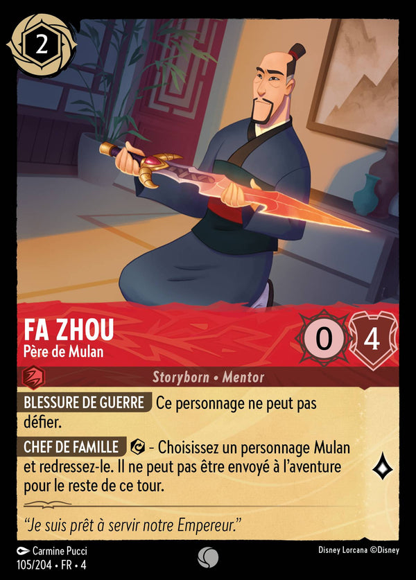 105/204 - Fa Zhou - Père de Mulan — Carte Disney Lorcana Le Retour d'Ursula 105/204