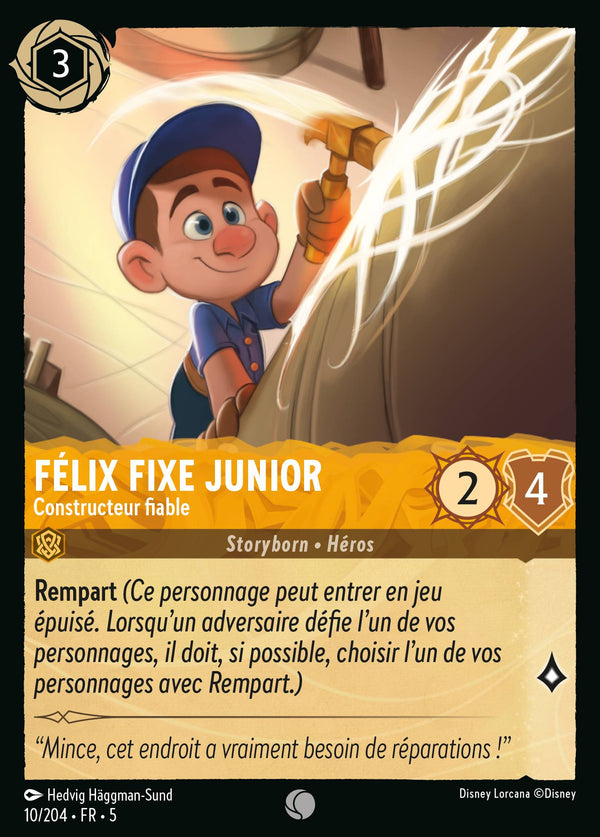 010/204 - Félix Fixe Junior - Constructeur fiable — Carte Disney Lorcana Ciel Scintillant 10/204