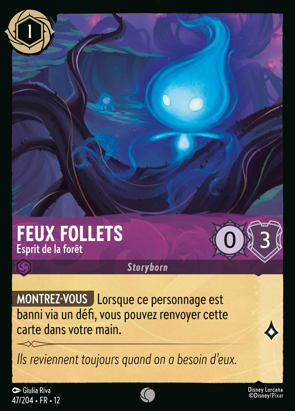 047/204 - Feux follets - Esprit de la forêt — Carte Disney Lorcana Contrées Inconnues 47/204