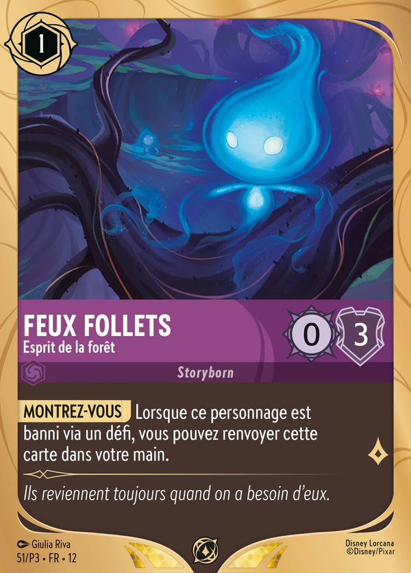 051/204 - Feux follets - Esprit de la forêt — Carte Disney Lorcana Contrées Inconnues 51/P3