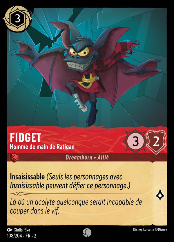 108/204 - Fidget - Homme de main de Ratigan — Carte Disney Lorcana L'Ascension des Floodborn 108/204