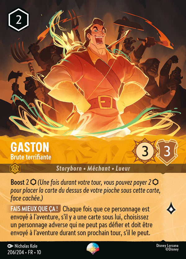 206/204 - Gaston - Brute terrifiante — Carte Disney Lorcana Lueurs dans les Profondeurs 206/204