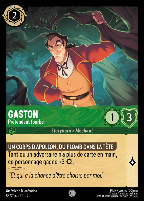 083/204 - Gaston - Prétendant fourbe — Carte Disney Lorcana L'Ascension des Floodborn 83/204