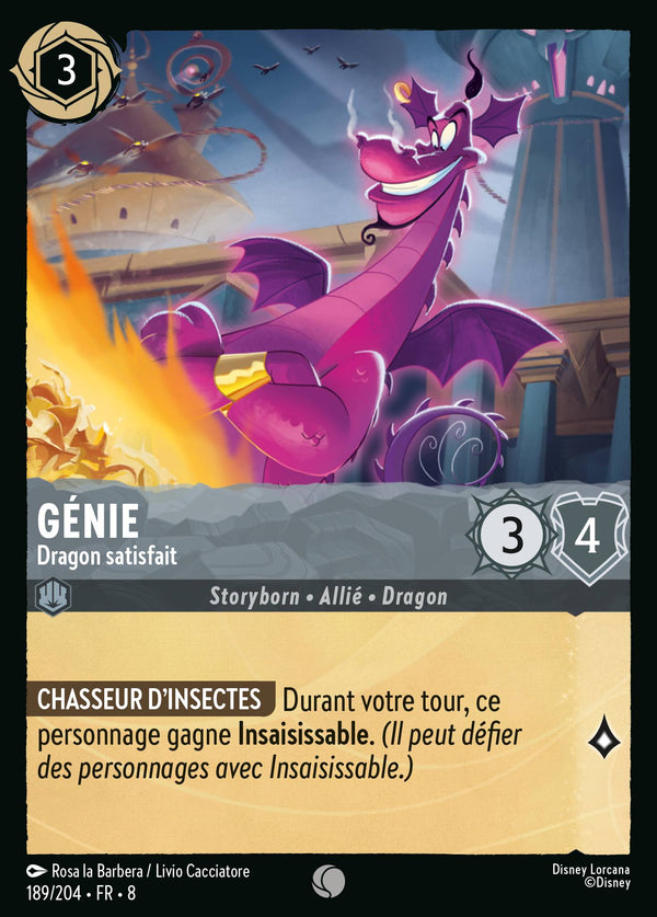 189/204 - Génie - Dragon satisfait — Carte Disney Lorcana Le Règne de Jafar 189/204