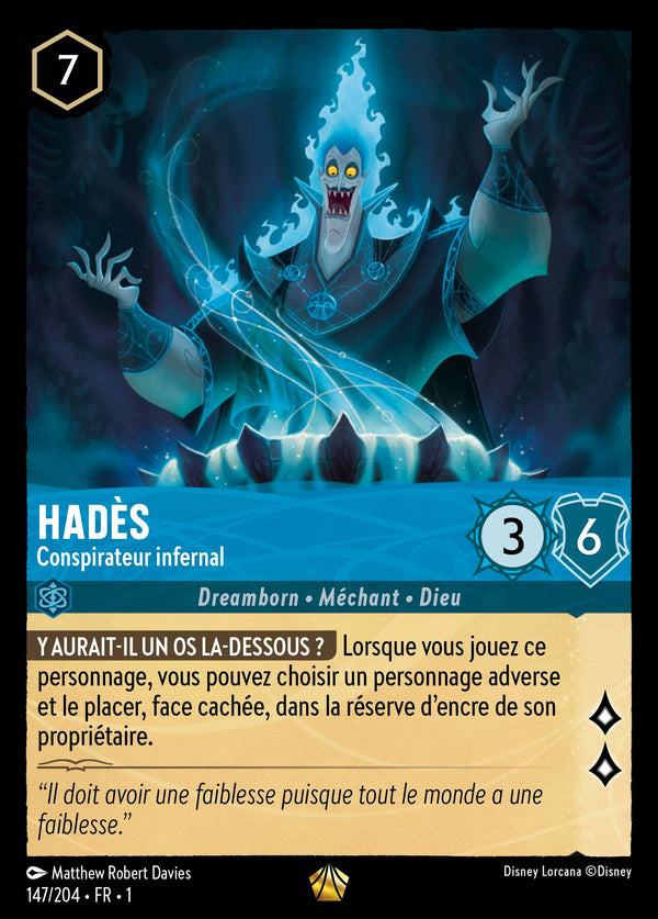 Hadès - Conspirateur infernal — Carte Disney Lorcana 147 Premier Chapitre