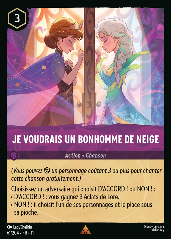 061/204 - Je voudrais un bonhomme de neige — Carte Disney Lorcana Givresort 61/204