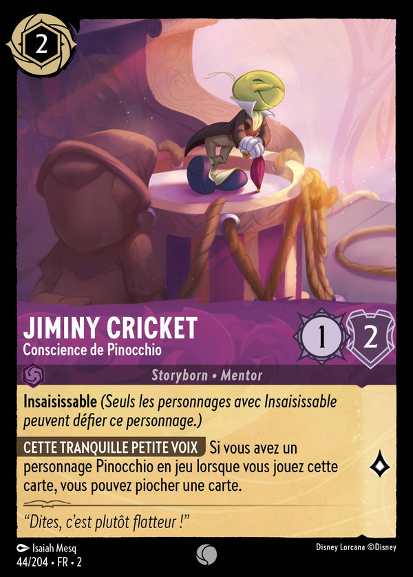 044/204 - Jiminy Cricket - Conscience de Pinocchio — Carte Disney Lorcana L'Ascension des Floodborn 44/204