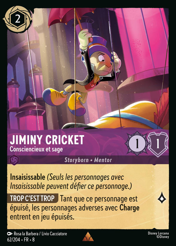062/204 - Jiminy Cricket - Consciencieux et sage — Carte Disney Lorcana Le Règne de Jafar 62/204