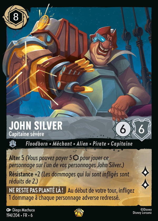 194/204 - John Silver - Capitaine sévère — Carte Disney Lorcana La Mer Azurite 194/204