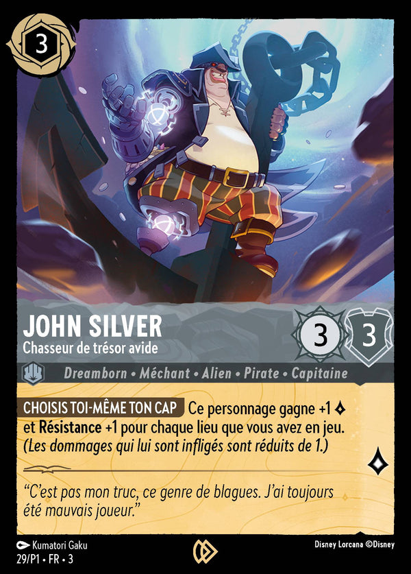 029/204 - John Silver - Chasseur de trésor avide — Carte Disney Lorcana Les Terres d'Encres 29/P1