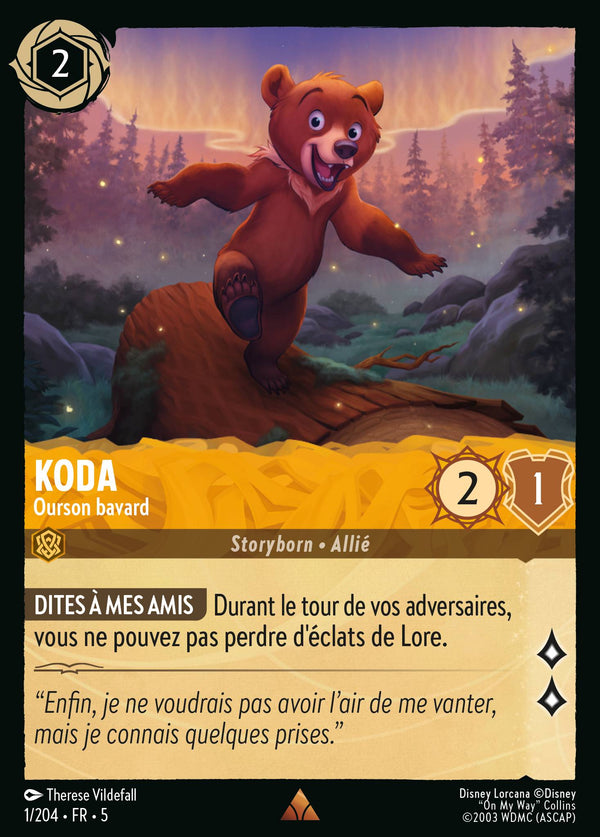 001/204 - Koda - Ourson bavard — Carte Disney Lorcana Ciel Scintillant 1/204