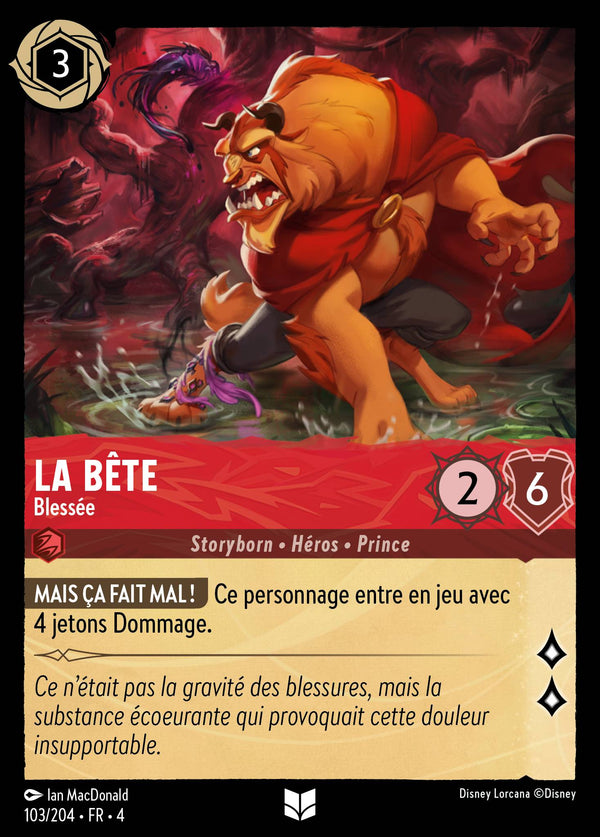 103/204 - La Bête - Blessée — Carte Disney Lorcana Le Retour d'Ursula 103/204