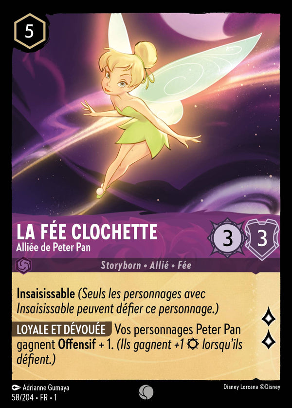 058/204 - La Fée Clochette - Alliée de Peter Pan — Carte Disney Lorcana Premier Chapitre 58/204