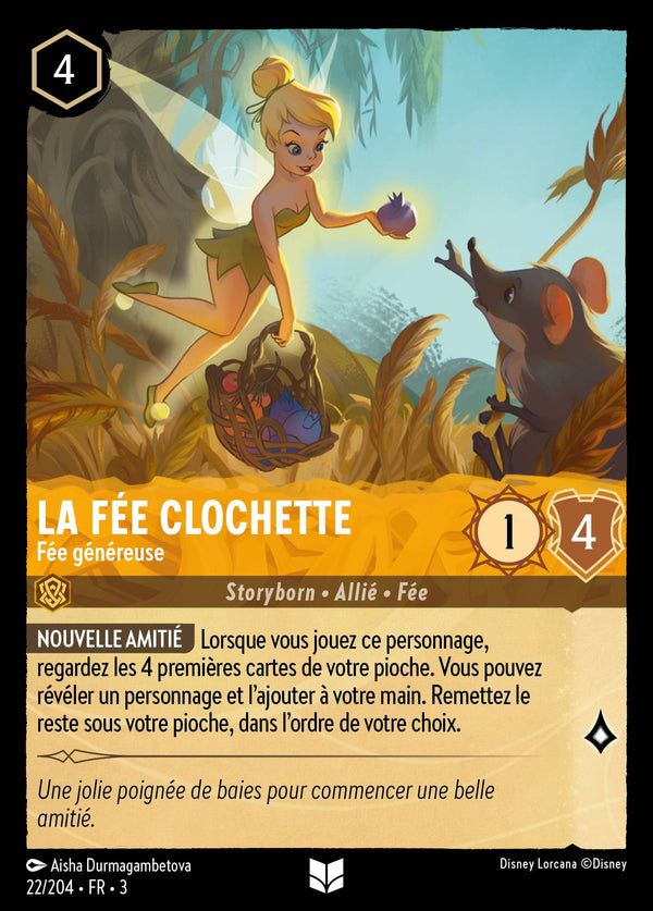 022/204 - La Fée Clochette - Fée généreuse — Carte Disney Lorcana Les Terres d'Encres 22/204