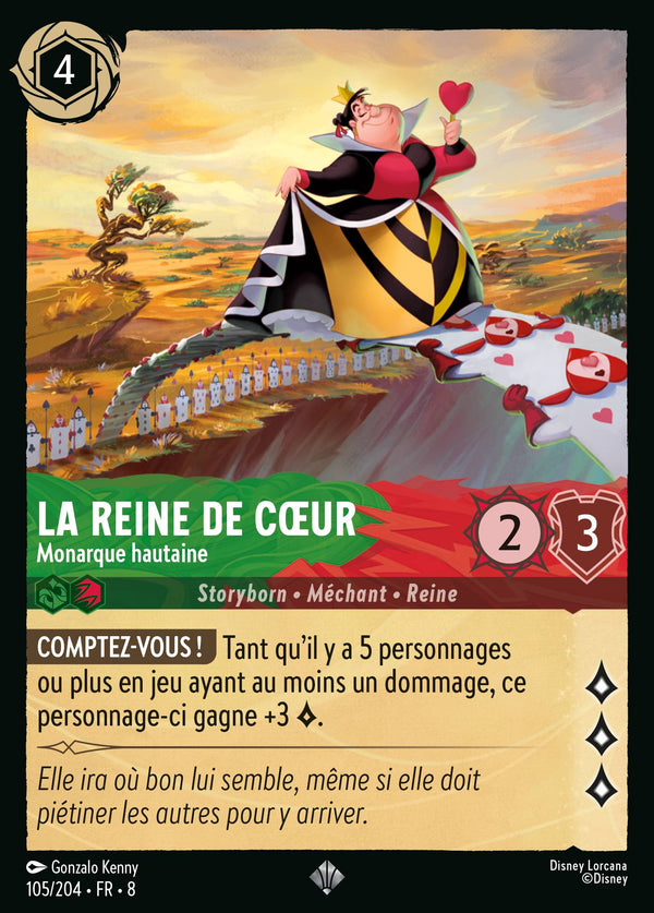 105/204 - La Reine de Cœur - Monarque hautaine — Carte Disney Lorcana Le Règne de Jafar 105/204