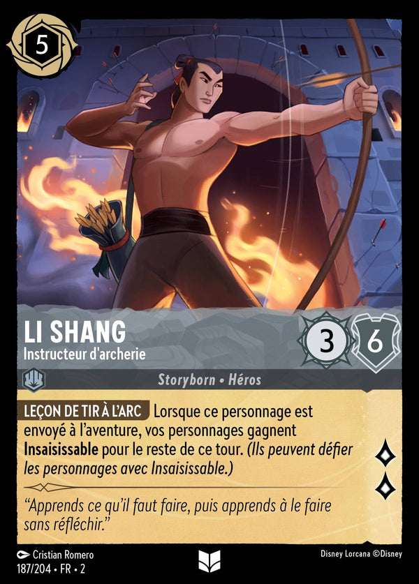 187/204 - Li Shang - Instructeur d'archerie — Carte Disney Lorcana L'Ascension des Floodborn 187/204