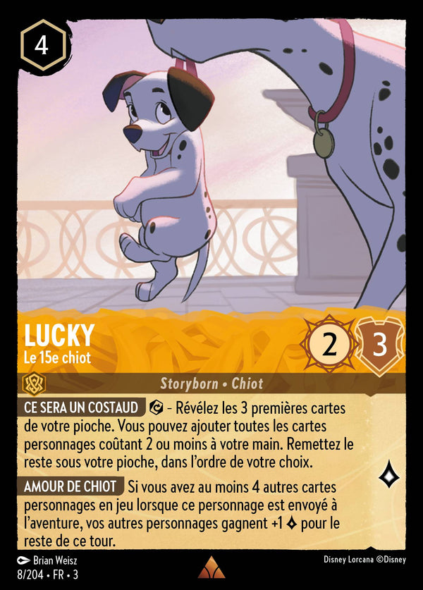 008/204 - Lucky - Le 15e chiot — Carte Disney Lorcana Les Terres d'Encres 8/204