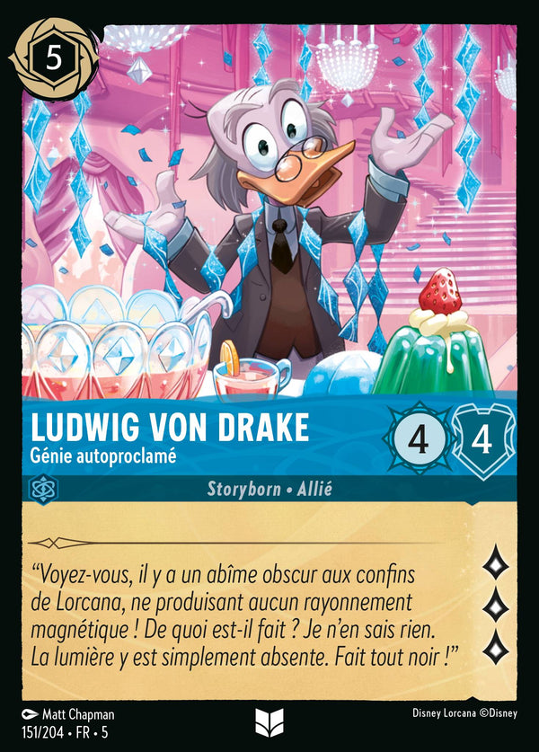 Ludwig von Drake - Génie autoproclamé — Carte Disney Lorcana 151 Ciel Scintillant