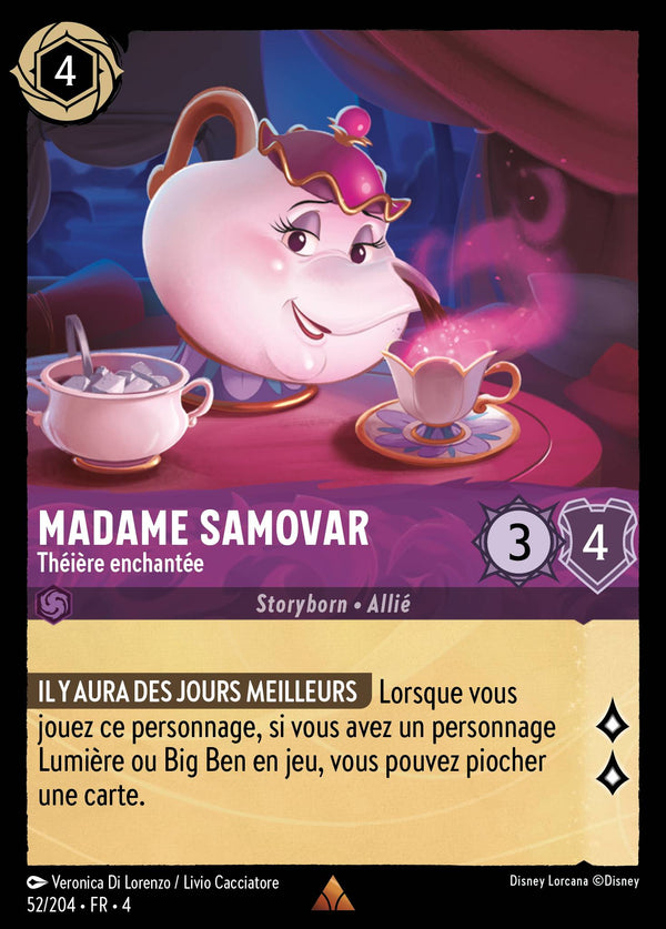 052/204 - Madame Samovar - Théière enchantée — Carte Disney Lorcana Le Retour d'Ursula 52/204