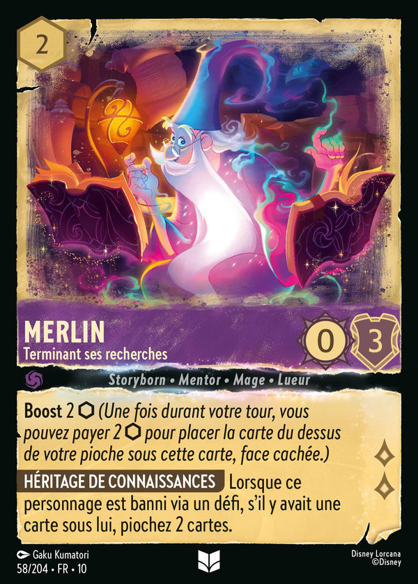 058/204 - Merlin - Terminant ses recherches — Carte Disney Lorcana Lueurs dans les Profondeurs 58/204