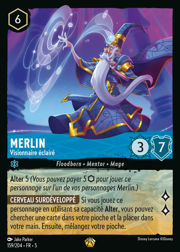 Merlin - Visionnaire éclairé — Carte Disney Lorcana 159 Ciel Scintillant
