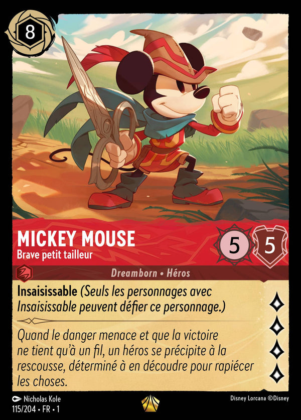 115/204 - Mickey Mouse - Brave petit tailleur — Carte Disney Lorcana Premier Chapitre 115/204
