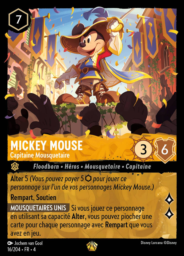 016/204 - Mickey Mouse - Capitaine Mousquetaire — Carte Disney Lorcana Le Retour d'Ursula 16/204