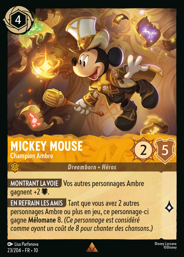 023/204 - Mickey Mouse - Champion Ambre — Carte Disney Lorcana Lueurs dans les Profondeurs 23/204