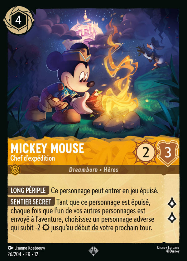 026/204 - Mickey Mouse - Chef d'expédition — Carte Disney Lorcana Contrées Inconnues 26/204