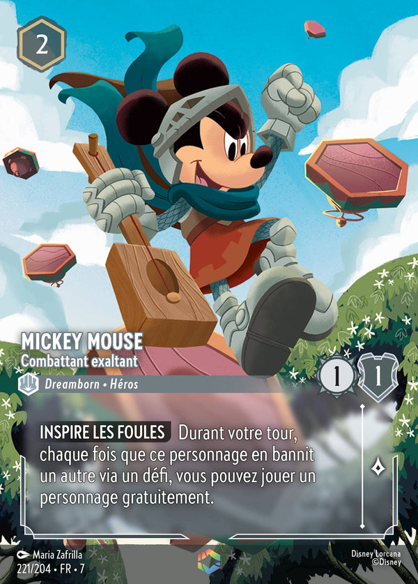 221/204 - Mickey Mouse - Combattant exaltant — Carte Disney Lorcana L'île d'Archazia 221/204