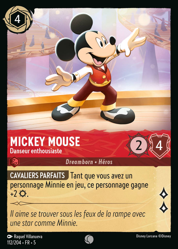 112/204 - Mickey Mouse - Danseur enthousiaste — Carte Disney Lorcana Ciel Scintillant 112/204