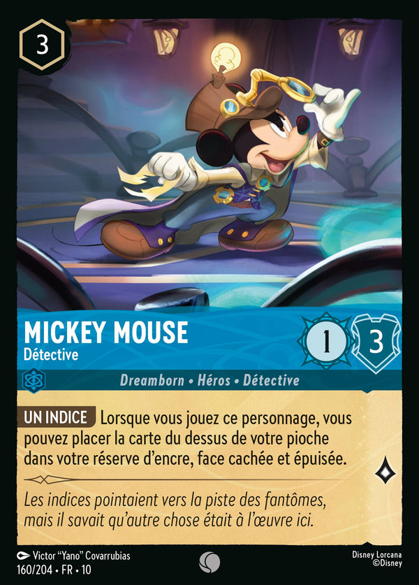 Mickey Mouse - Détective — Carte Disney Lorcana 160 Lueurs dans les Profondeurs