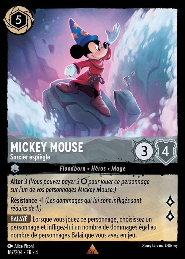 187/204 - Mickey Mouse - Sorcier espiègle — Carte Disney Lorcana Le Retour d'Ursula 187/204